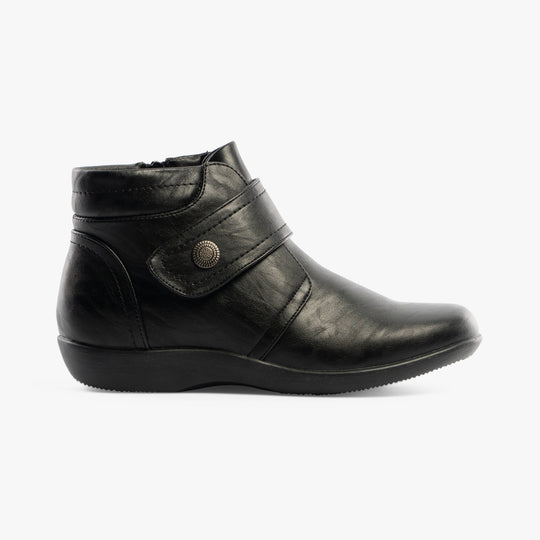Boulevard L444A Womens Touch Fasten Extra-Wide Boots Black