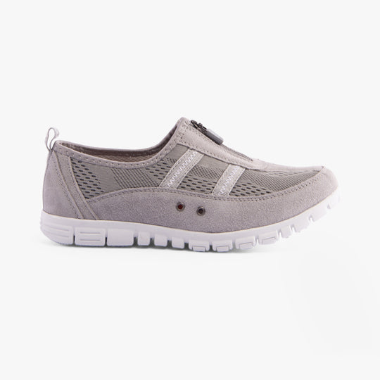 Boulevard JAYNE Womens Suede Wide Fit Casual Shoes Grey
