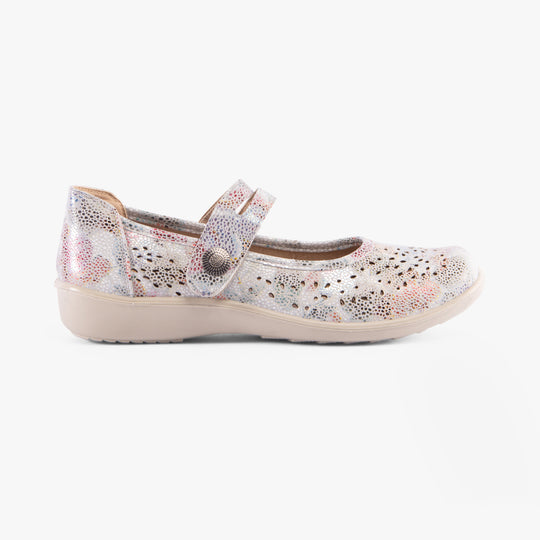 Boulevard L730FM Womens Faux Leather Mary Jane Shoes Multi Floral