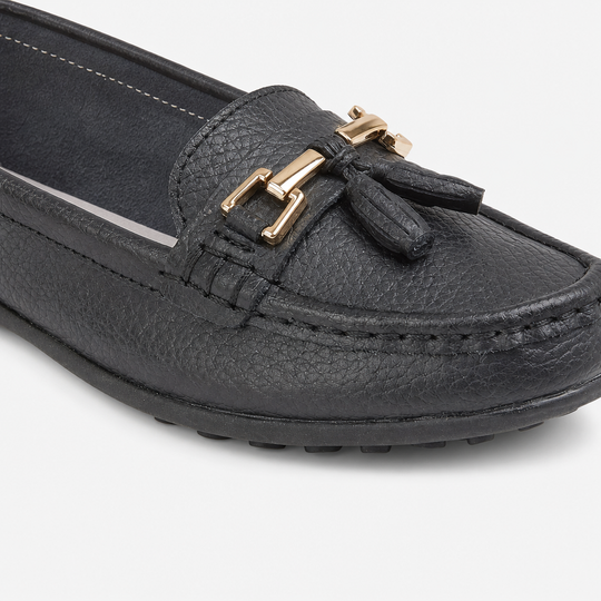 Boulevard CAMILLA Womens Leather Tassle Loafers Black