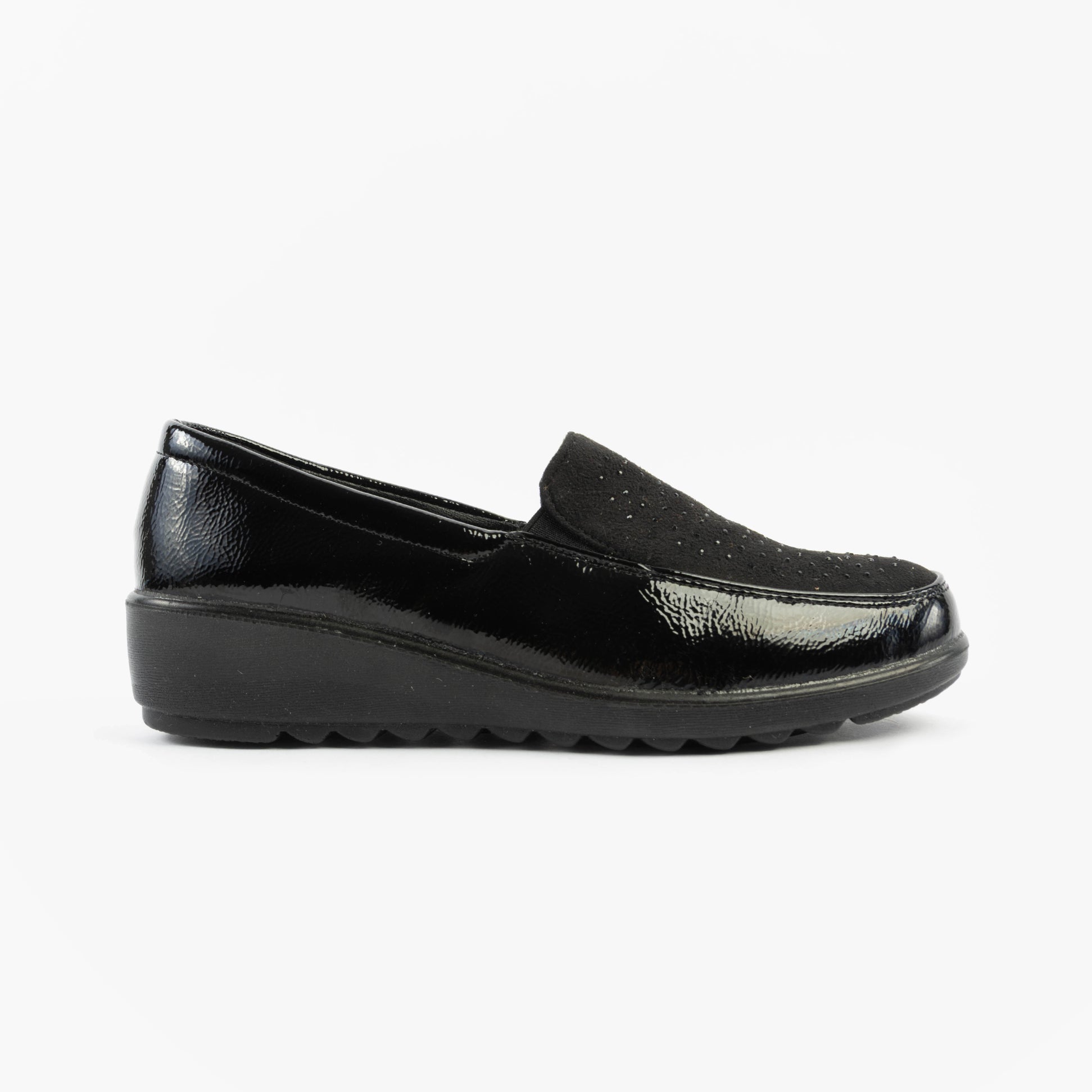 Boulevard L878AP Womens Patent Slip-On Loafers Black Patent