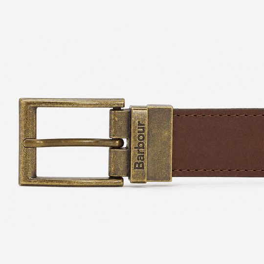 Barbour REVERSIBLE TARTAN LEATHER Mens Belt Classic Tartan/Brown