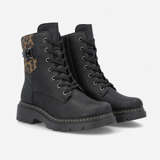 Rieker 76724 Womens Biker Boots Black/Brown