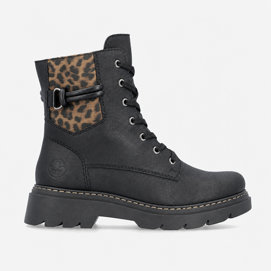 Rieker 76724 Womens Biker Boots Black/Brown