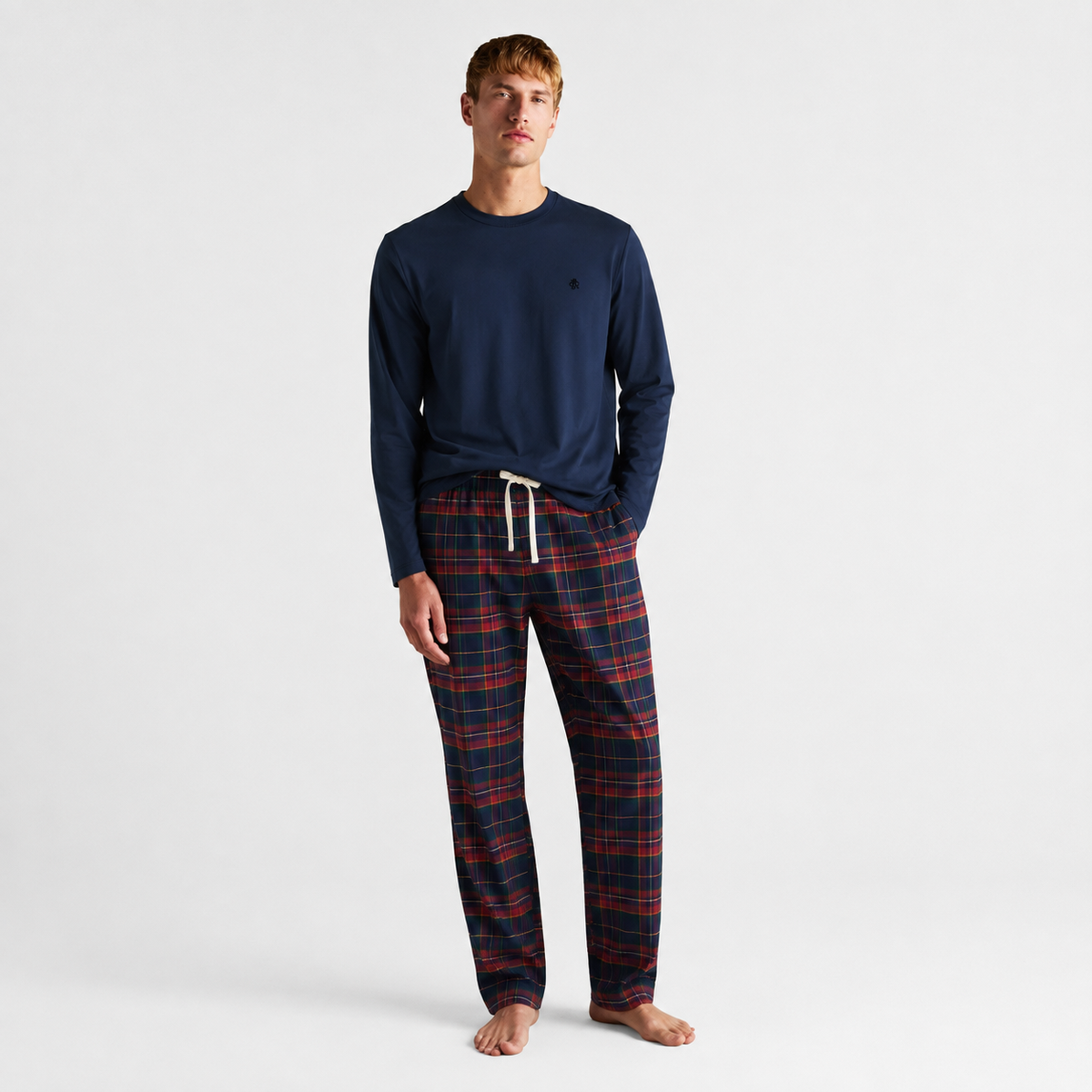 Joules G66095 DOZER LONG Mens Pyjama Set Navy/Burgundy Mens  Navy/Burgundy
