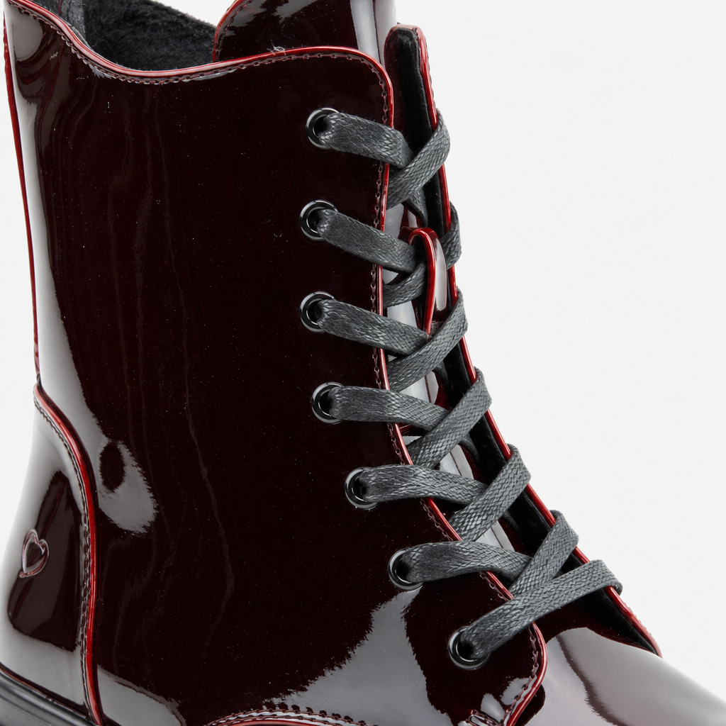 Heavenly Feet KRISSY2 Womens Ankle Boots Black/Burgundy Patent