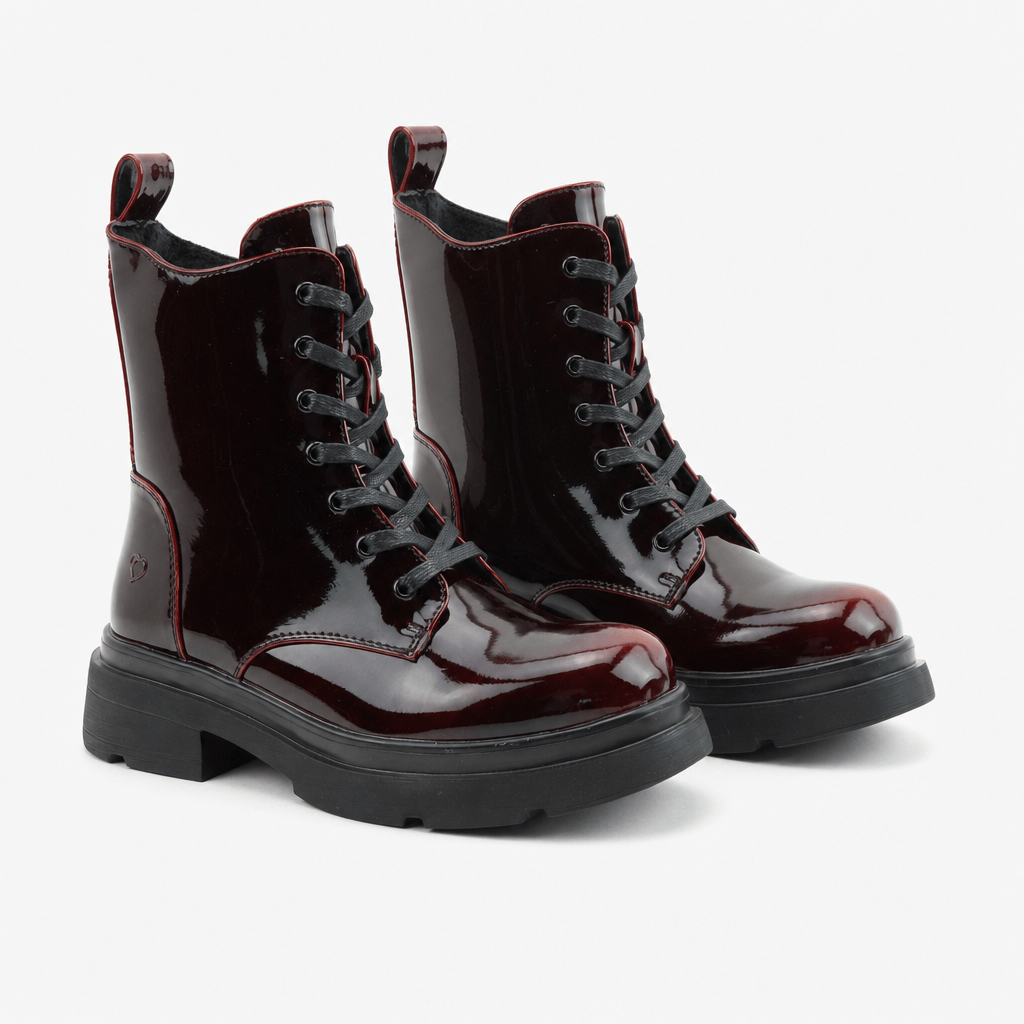 Heavenly Feet KRISSY2 Womens Ankle Boots Black/Burgundy Patent
