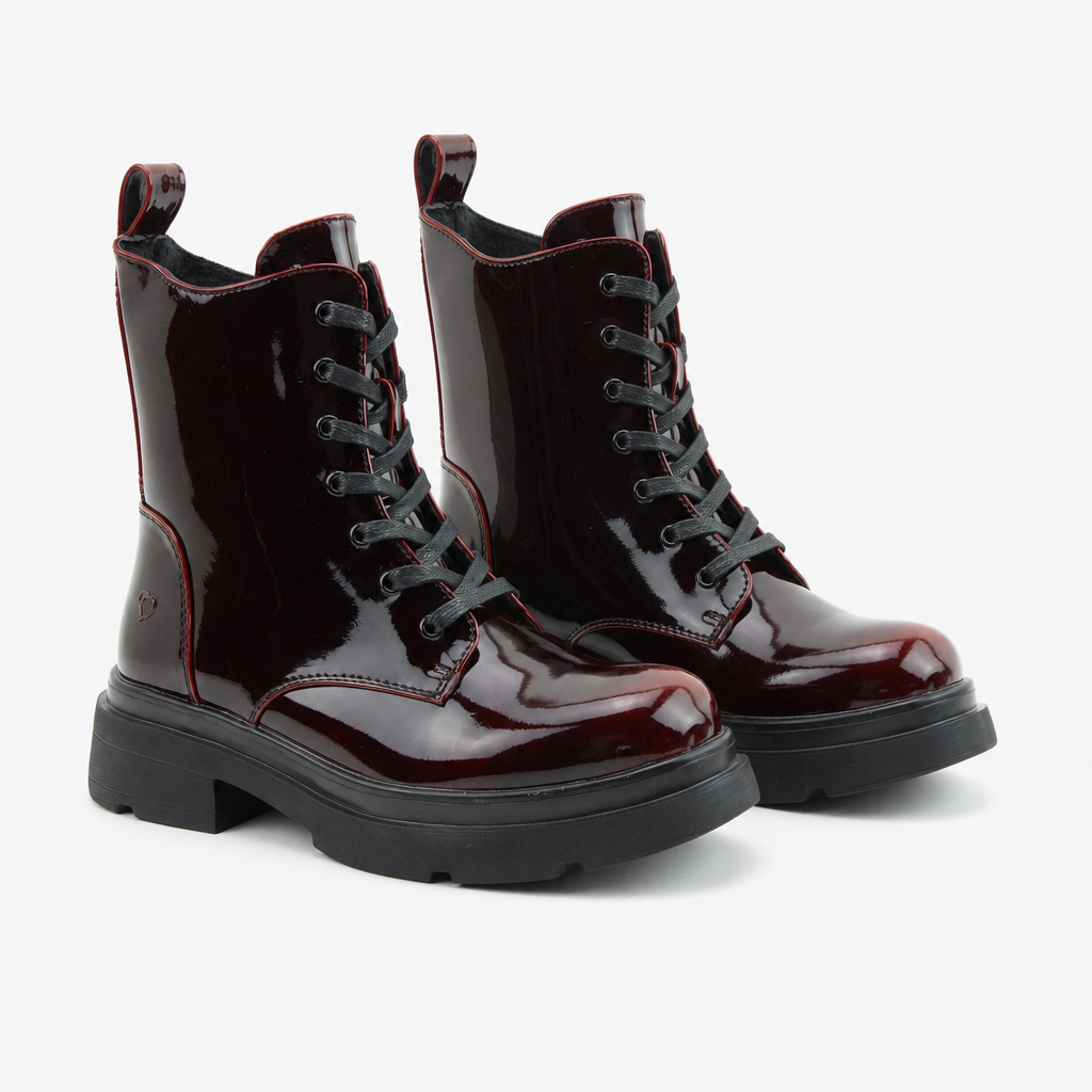 Heavenly Feet KRISSY2 Womens Ankle Boots Black/Burgundy Patent