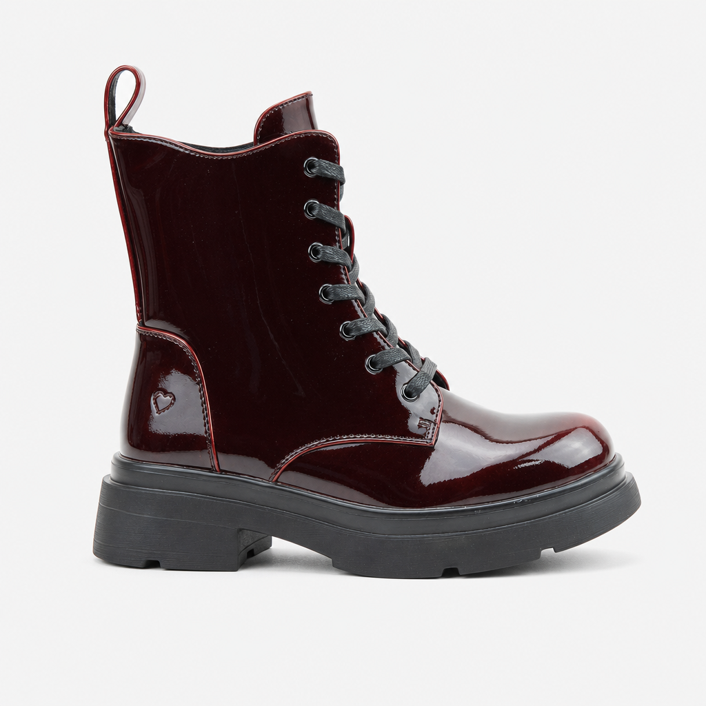 Heavenly Feet KRISSY2 Womens Ankle Boots Black/Burgundy Patent