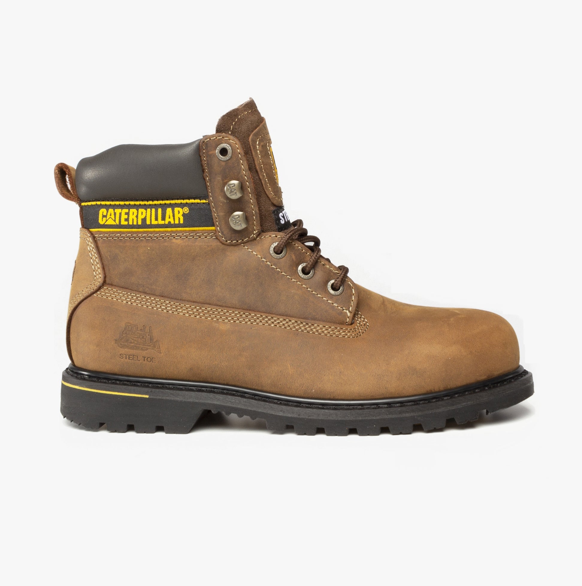 CAT HOLTON S3 Mens Leather Safety Boots Brown