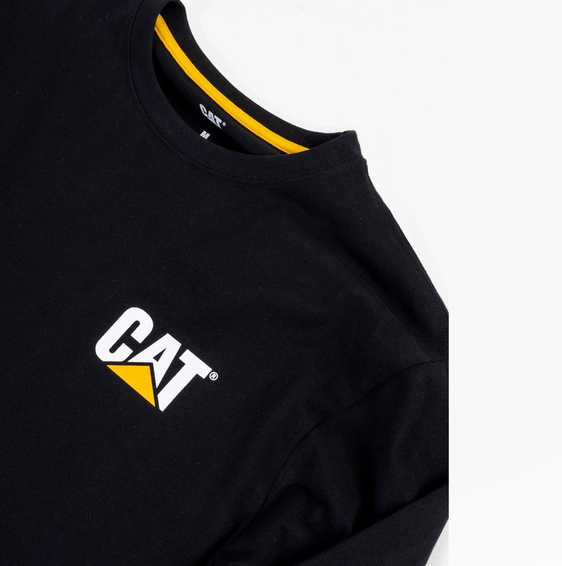 CAT TRADEMARK BANNER Mens Cotton Long Sleeve T-Shirt Black
