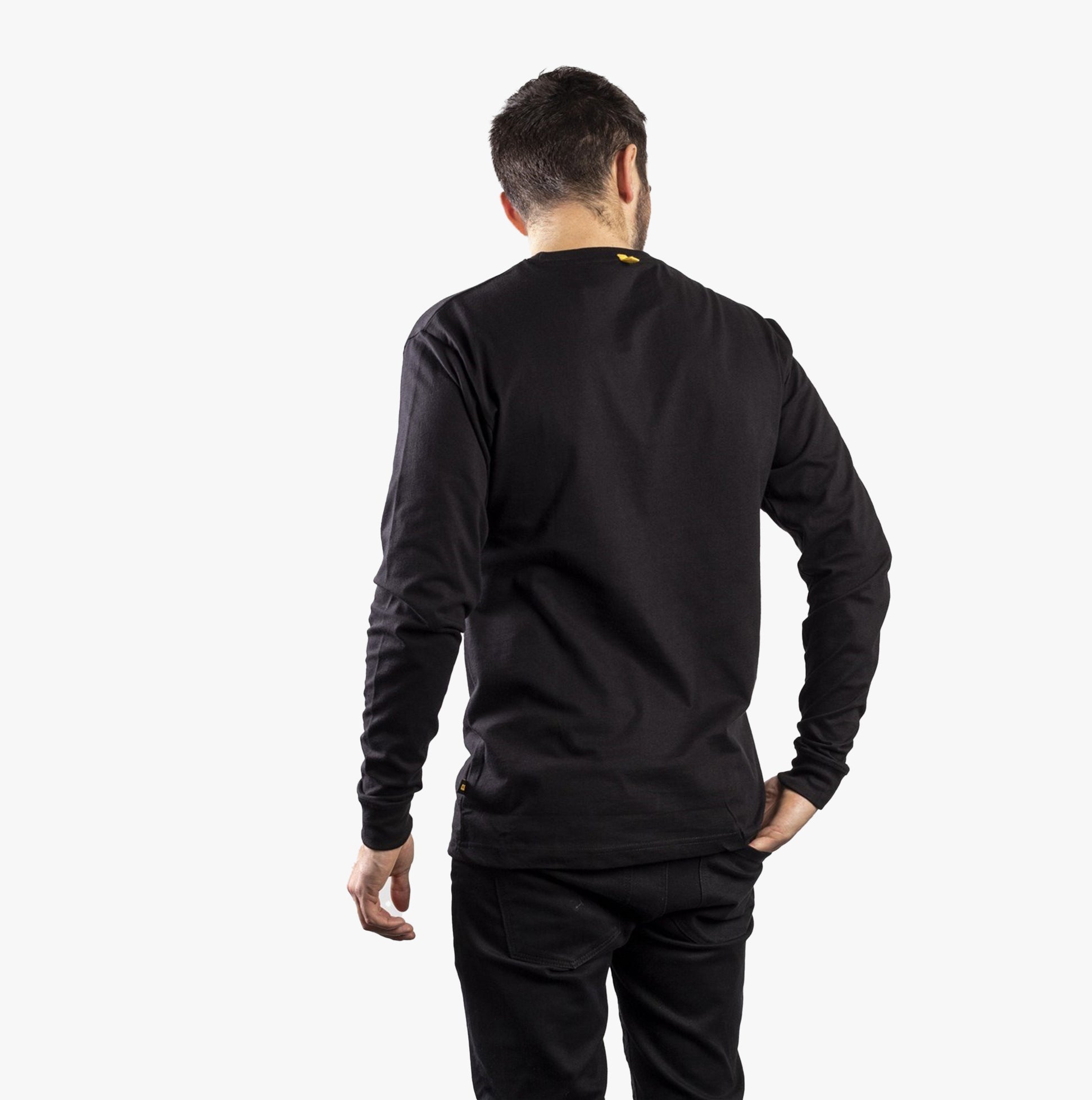 CAT TRADEMARK BANNER Mens Cotton Long Sleeve T-Shirt Black