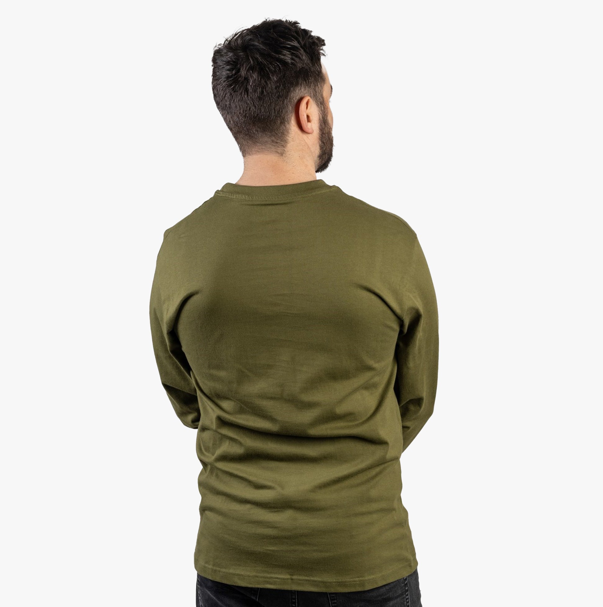 CAT TRADEMARK BANNER Mens Cotton Long Sleeve T-Shirt Green