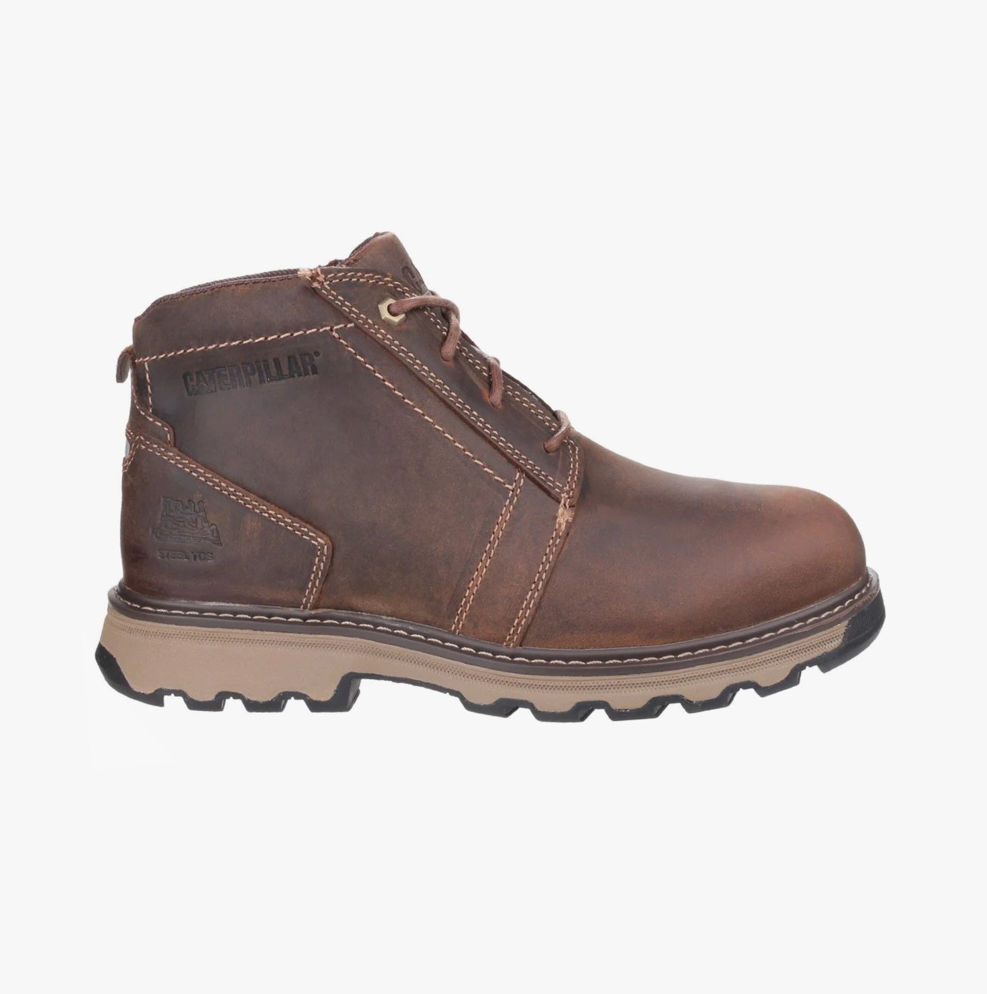 CAT PARKER Mens Leather Safety Boots Dark Beige
