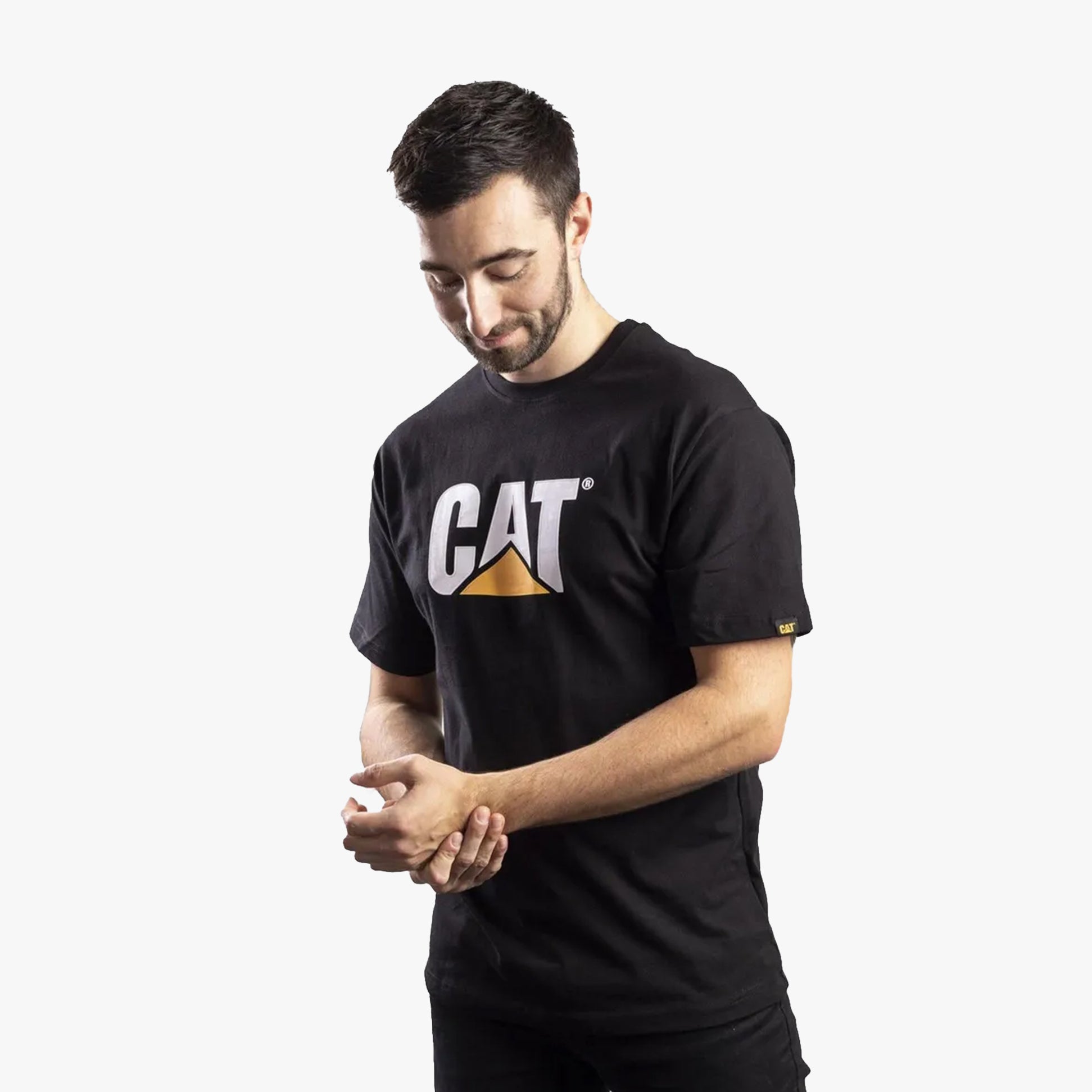 CAT TRADEMARK LOGO Mens Cotton T-Shirt Black