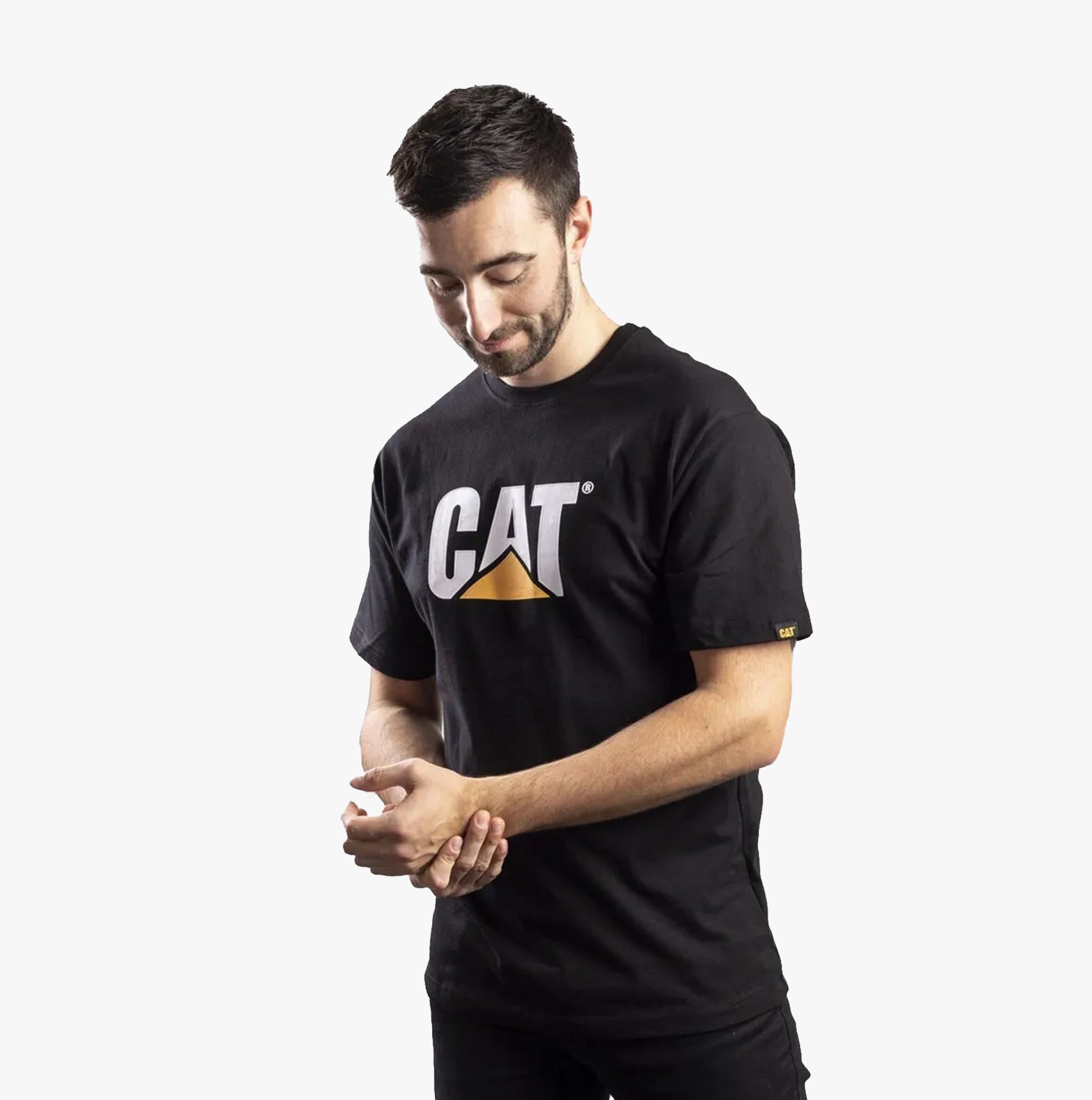 CAT TRADEMARK LOGO Mens Cotton T-Shirt Black