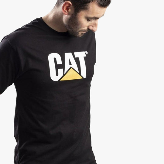 CAT TRADEMARK LOGO Mens Cotton T-Shirt Black