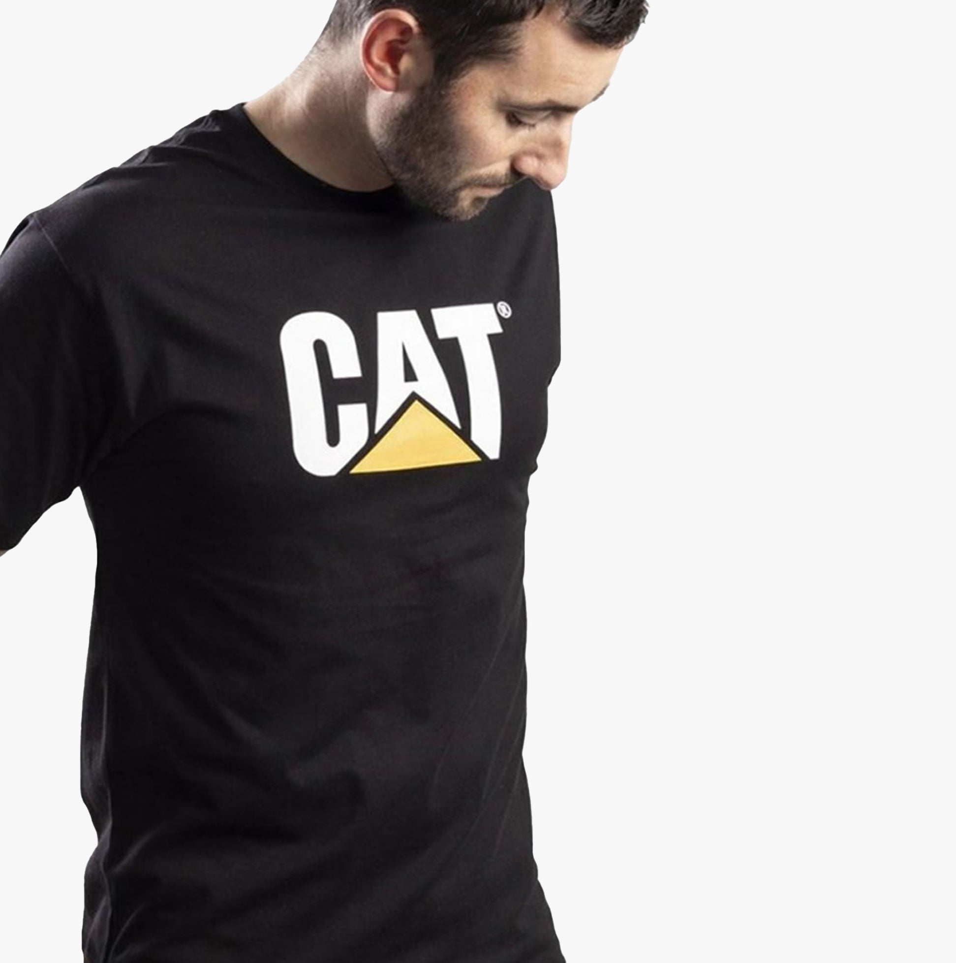 CAT TRADEMARK LOGO Mens Cotton T-Shirt Black
