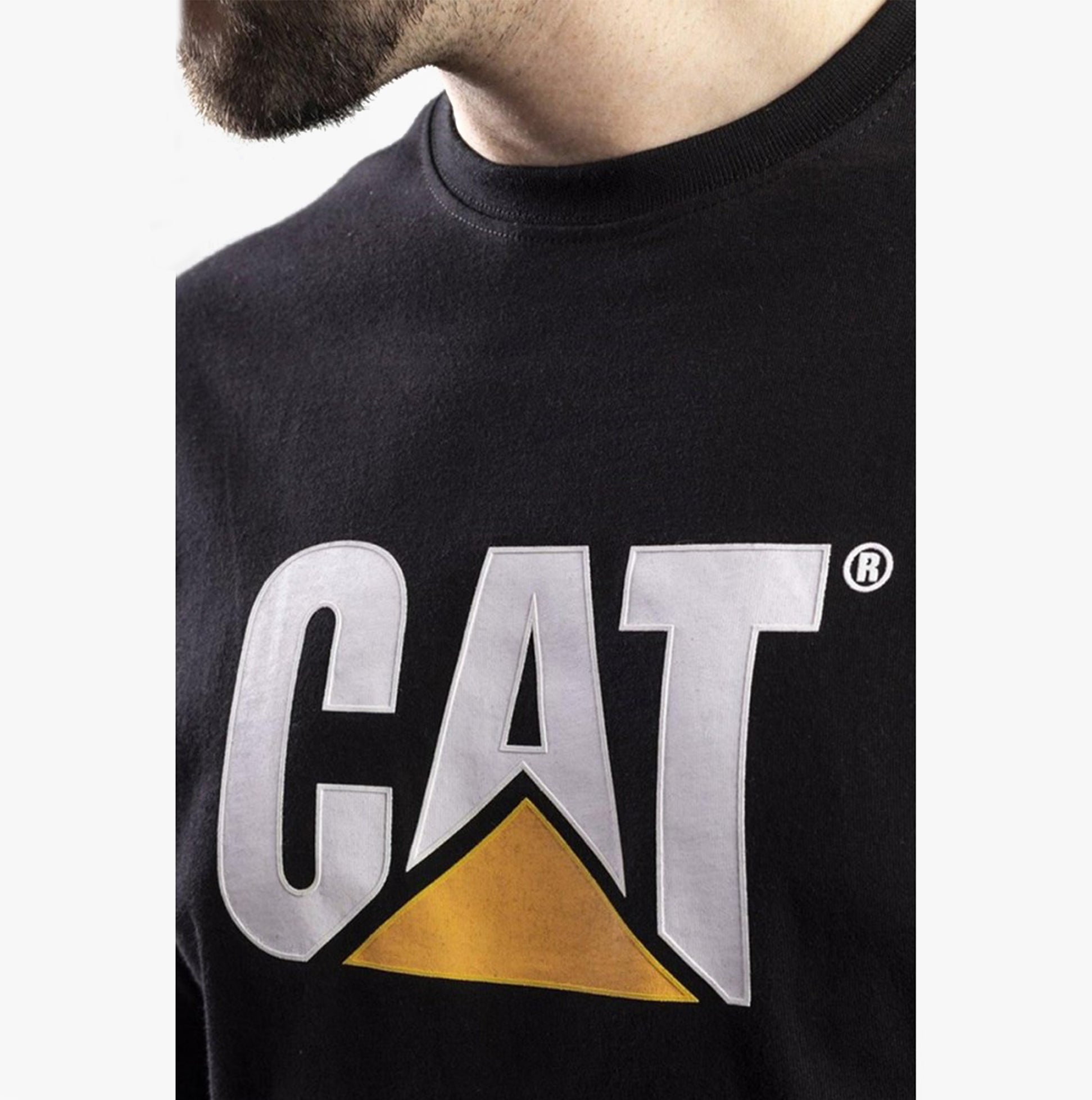 CAT TRADEMARK LOGO Mens Cotton T-Shirt Black