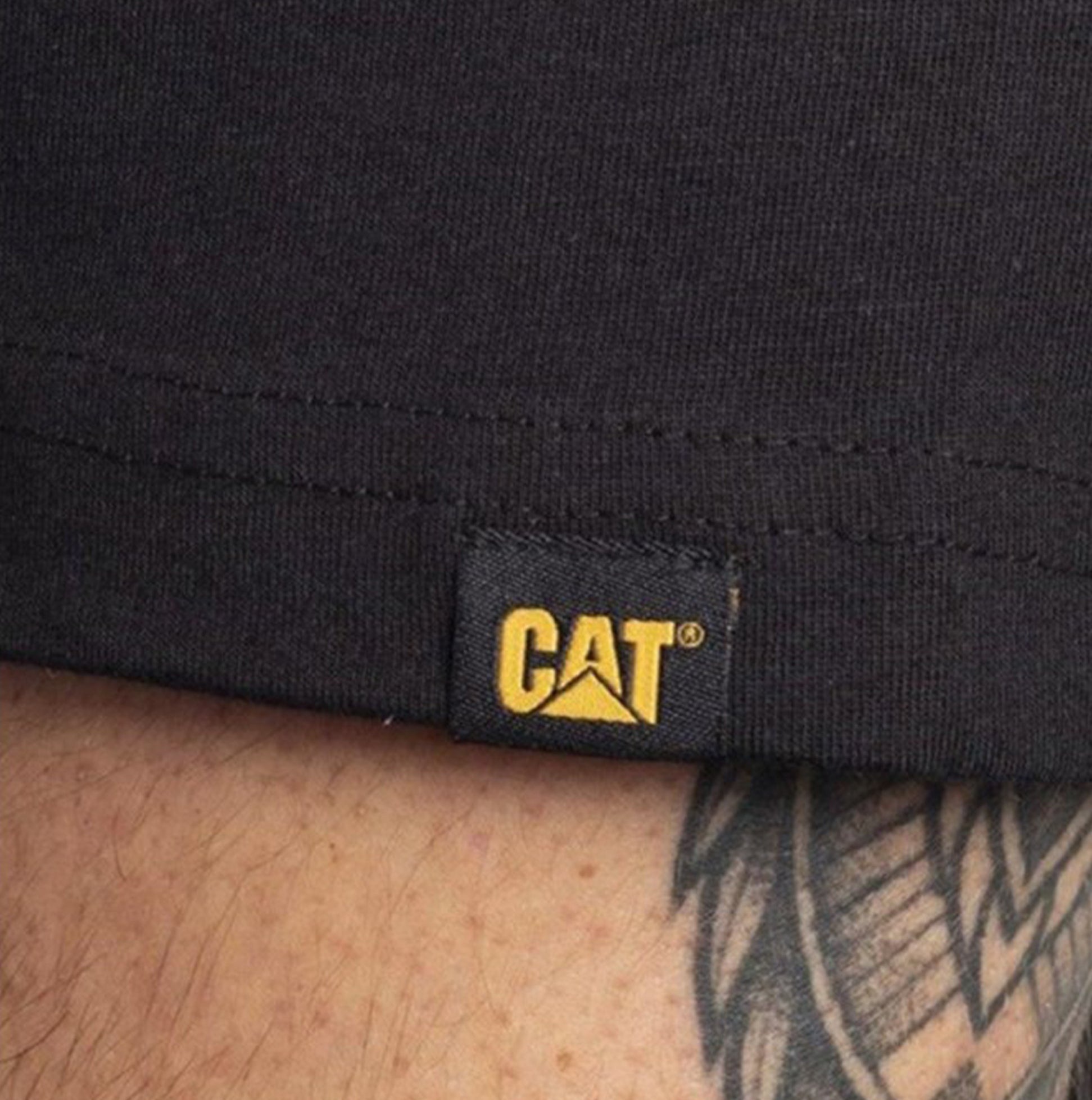 CAT TRADEMARK LOGO Mens Cotton T-Shirt Black