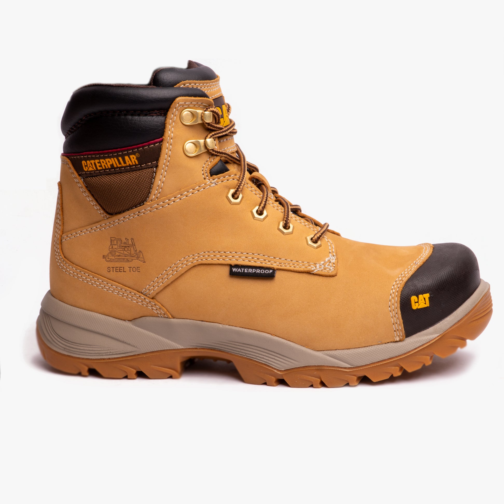 CAT SPIRO Mens Leather Safety Boots Honey