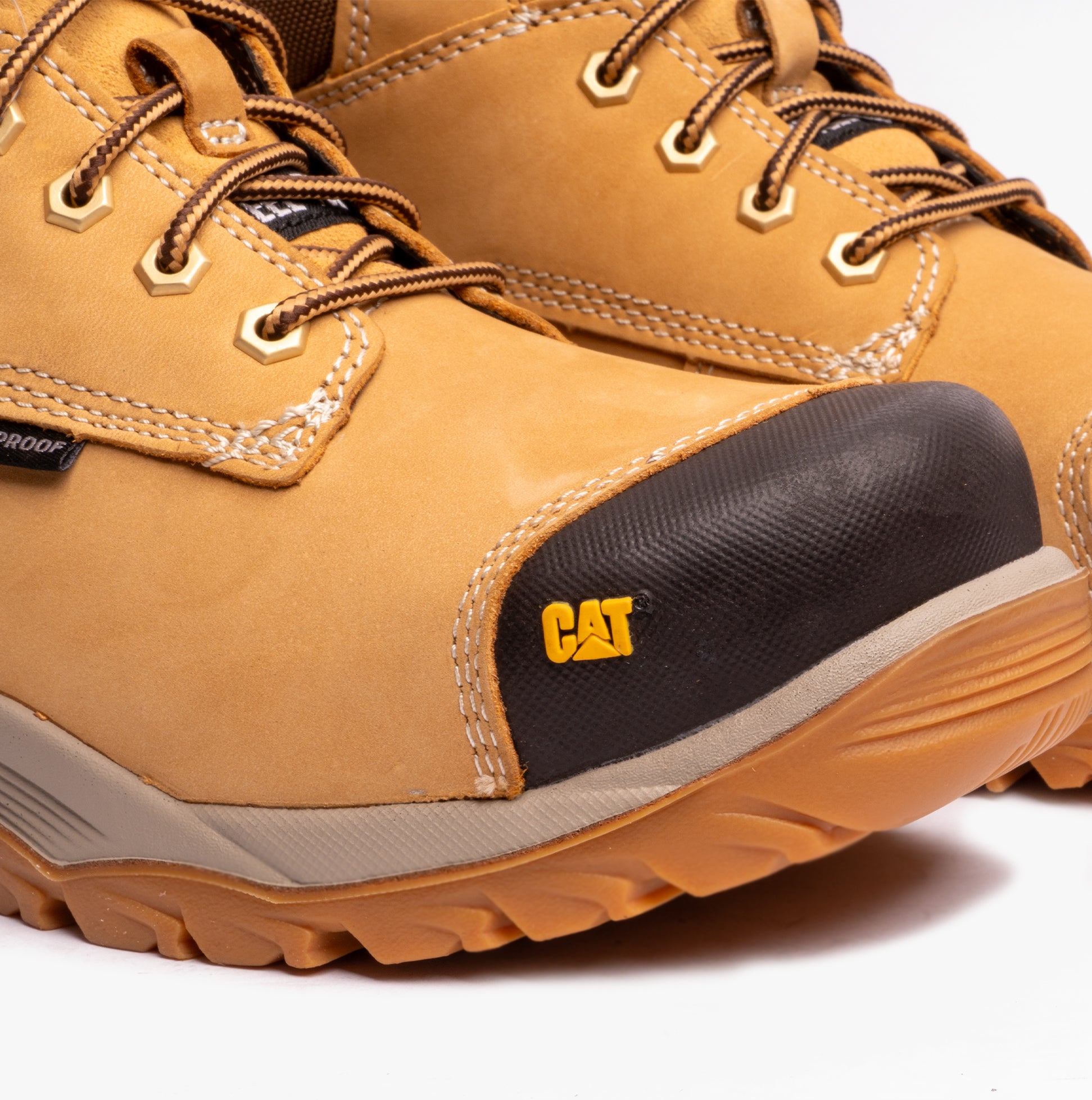 CAT SPIRO Mens Leather Safety Boots Honey