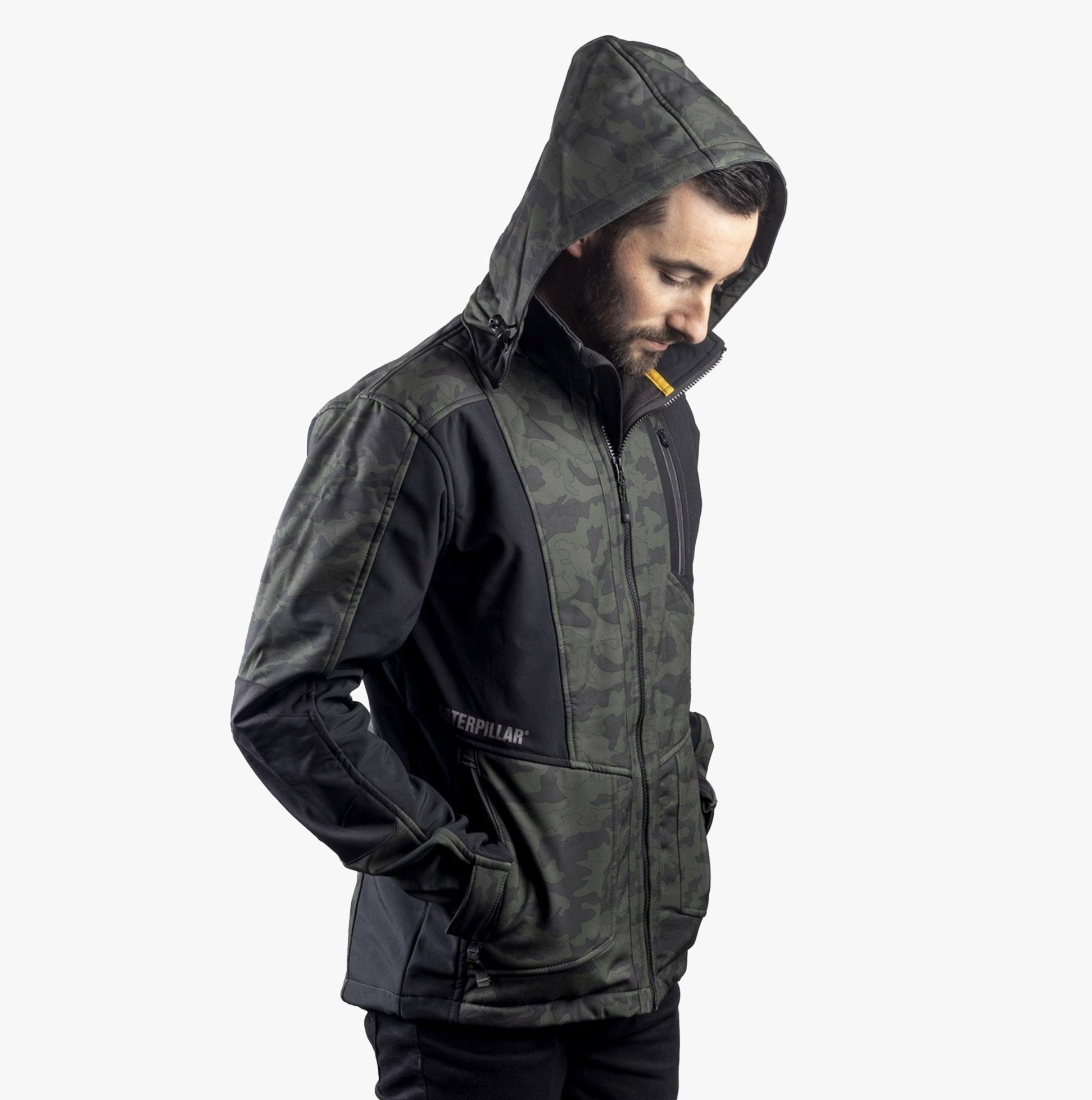 CAT MERCURY SOFT SHELL Mens Hooded Jacket Multicoloured