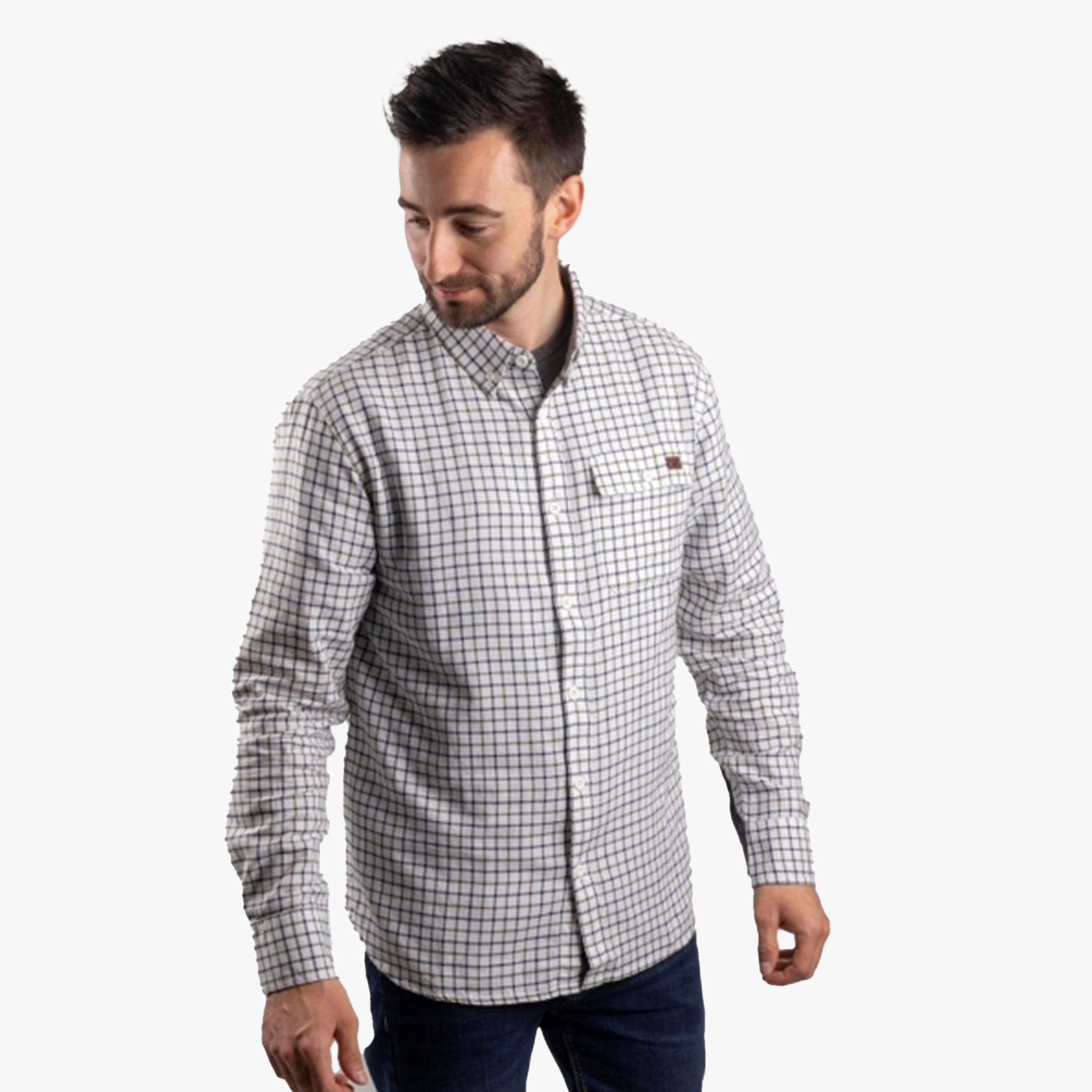 CAT TATTERSALL BUTTON DOWN Mens Cotton Shirt Green