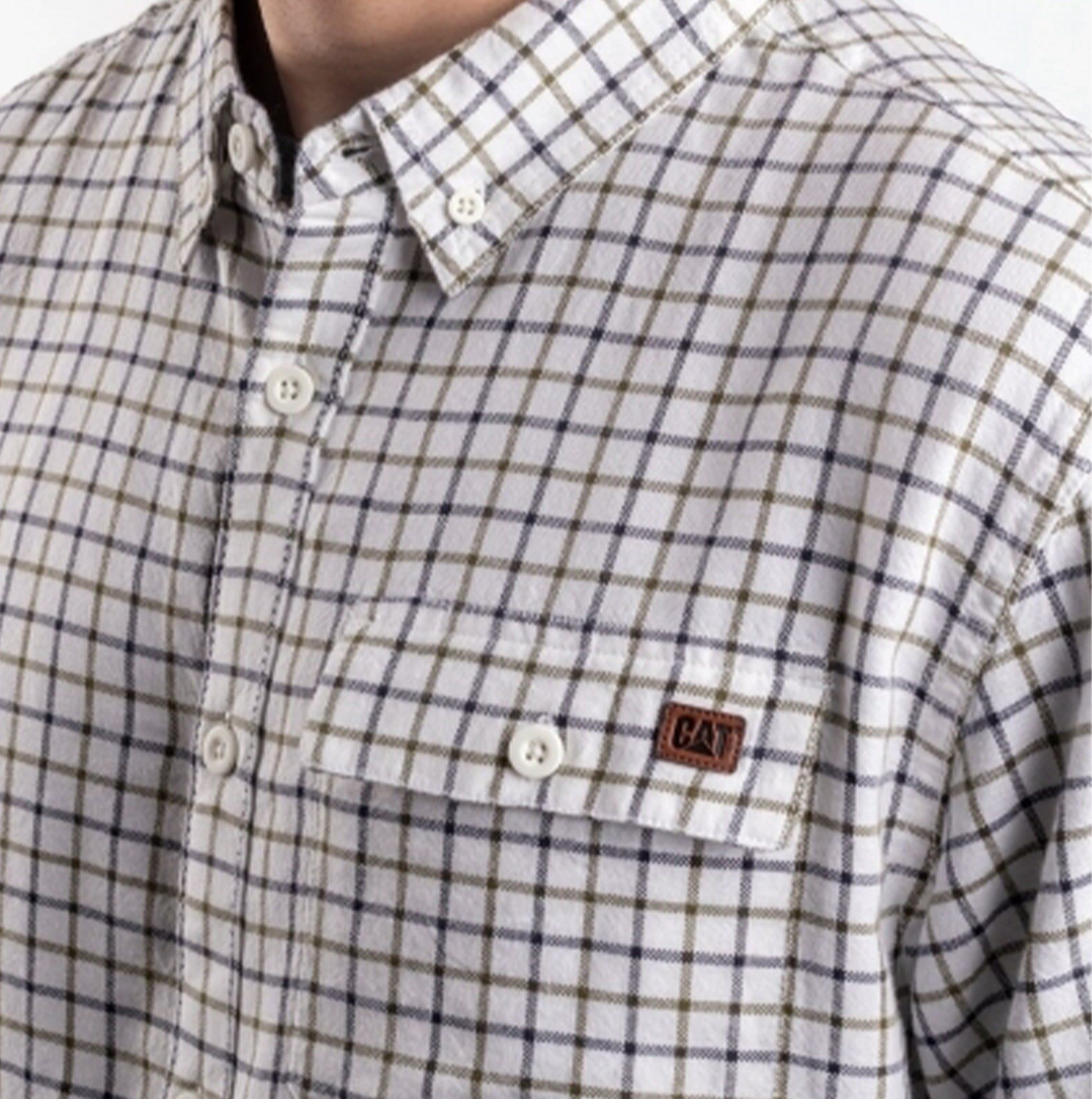 CAT TATTERSALL BUTTON DOWN Mens Cotton Shirt Green