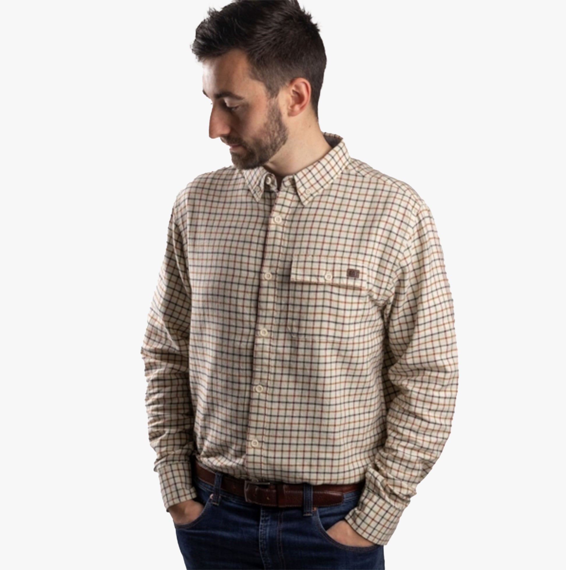 CAT TATTERSALL BUTTON DOWN Mens Cotton Shirt Multicoloured