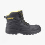 CAT STRIVER XL 6 Mens Hiker Safety Boots Black/Yellow side view highlighting leather upper and lace-up closure.