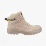 CAT STRIVER XL 6 Mens Hiker Safety Boots Grey/Yellow side view, featuring leather upper and lace-up closure.
