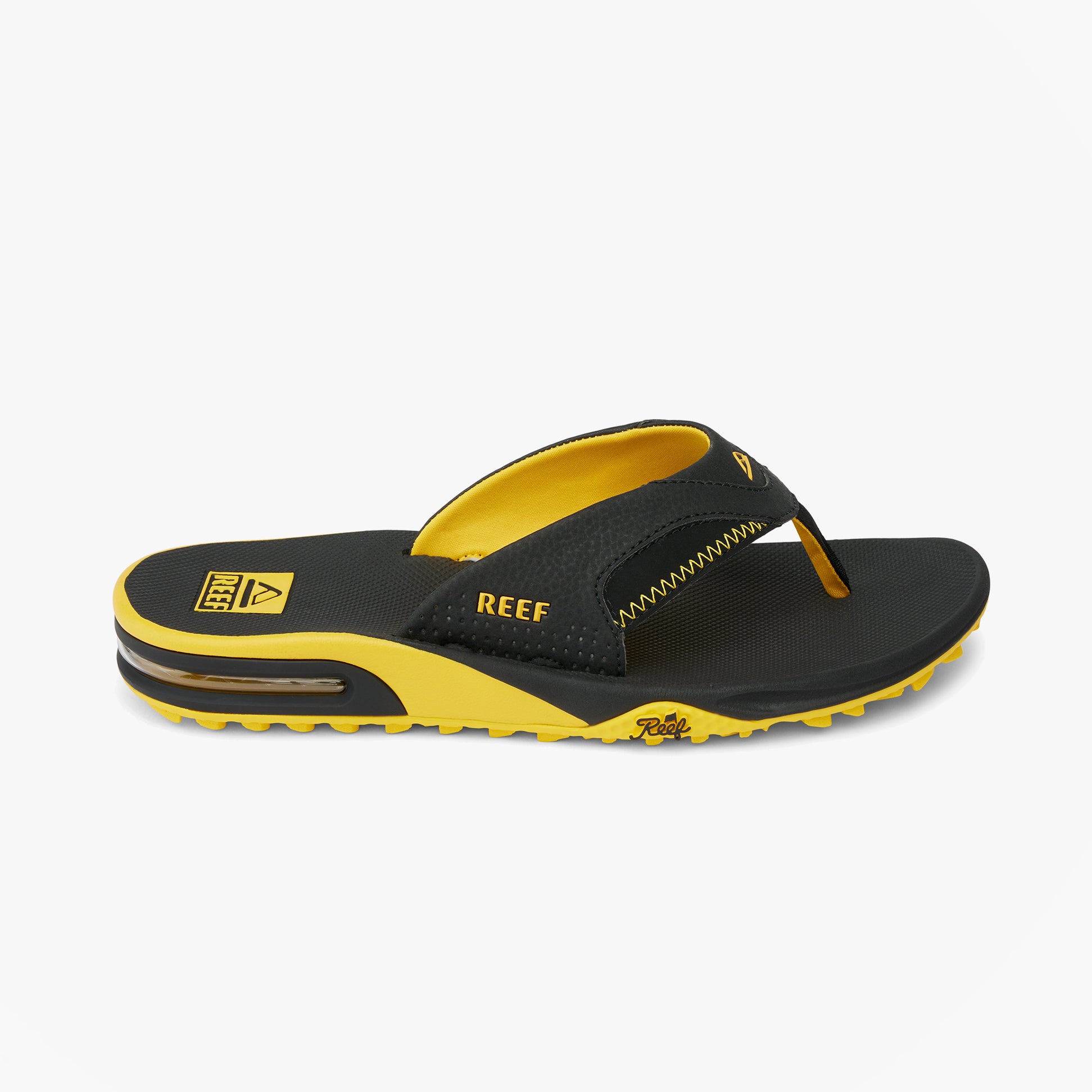 Reef FANNING PREGAME Mens Toe-Post Sandals Black/Yellow