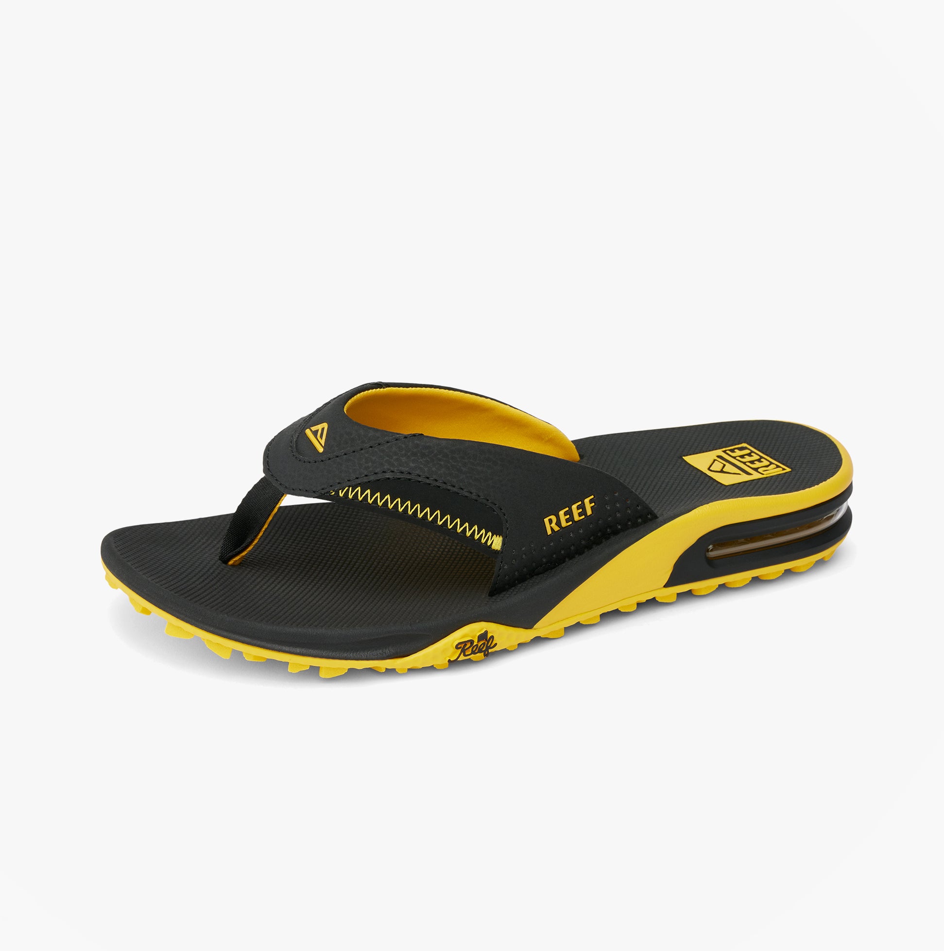 Reef FANNING PREGAME Mens Toe-Post Sandals Black/Yellow