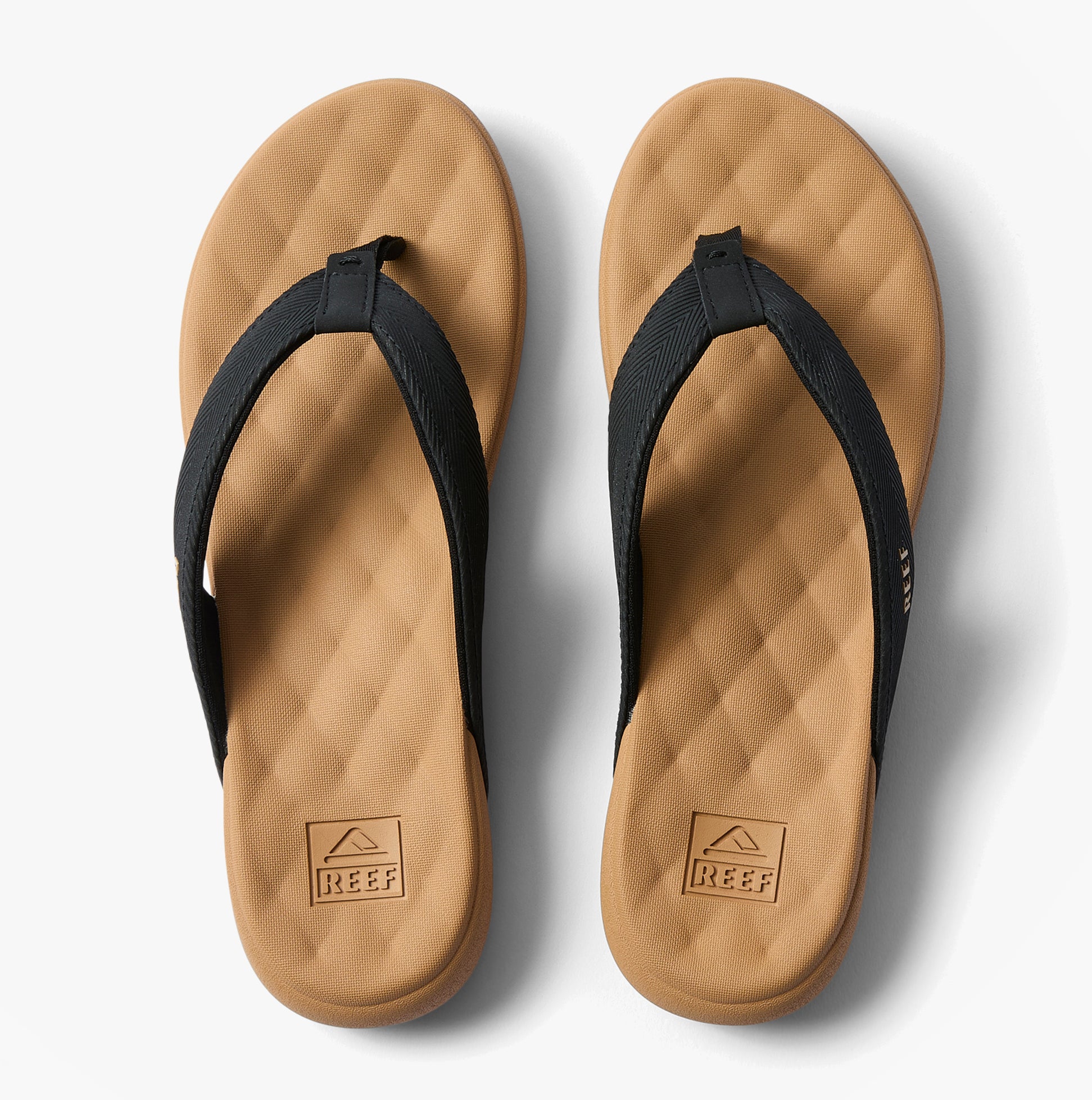 Reef CUSHION MELODY Womens Toe-Post Sandals Black/Tan