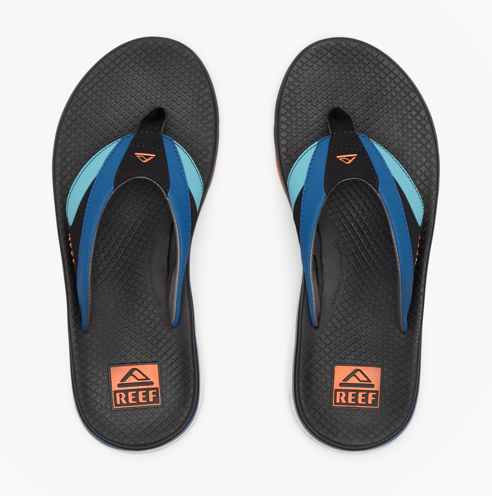 Reef FANNING Mens Toe-Post Sandals Blue/Black/Orange