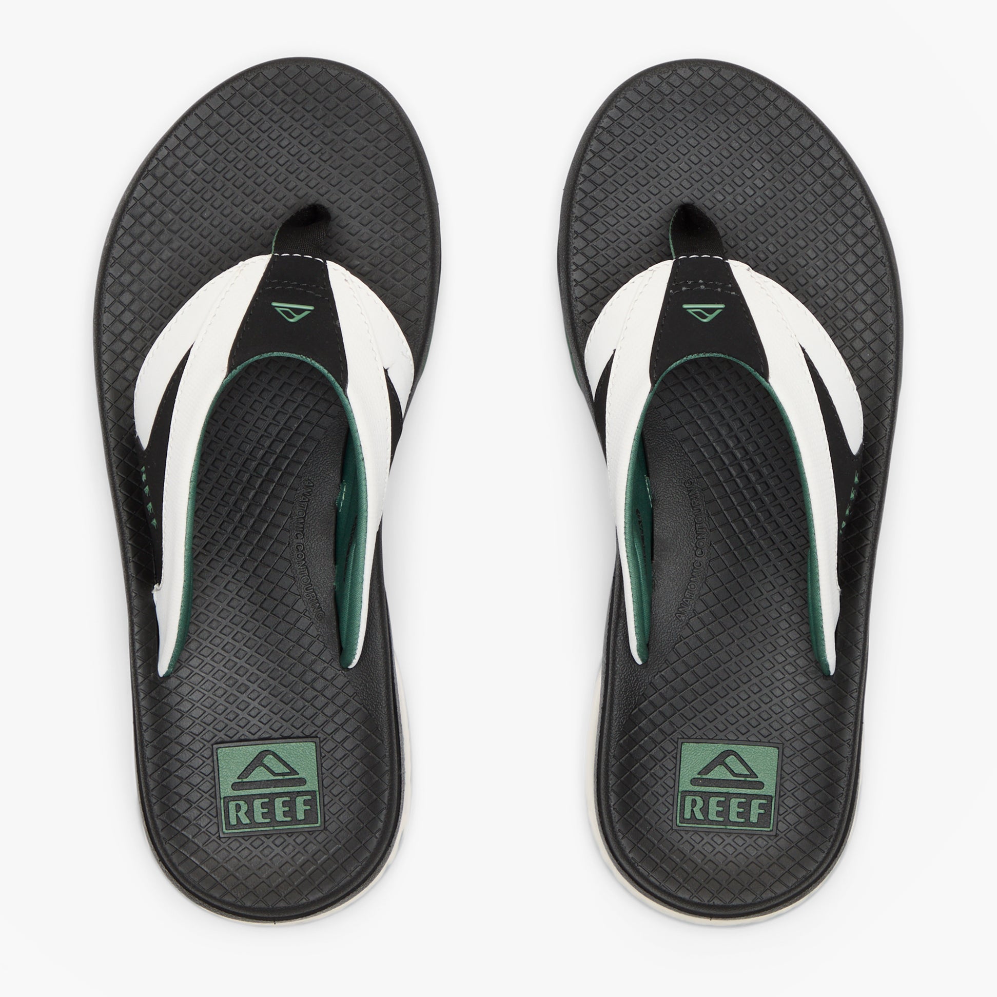 Reef FANNING Mens Toe-Post Sandals White/Black/Green