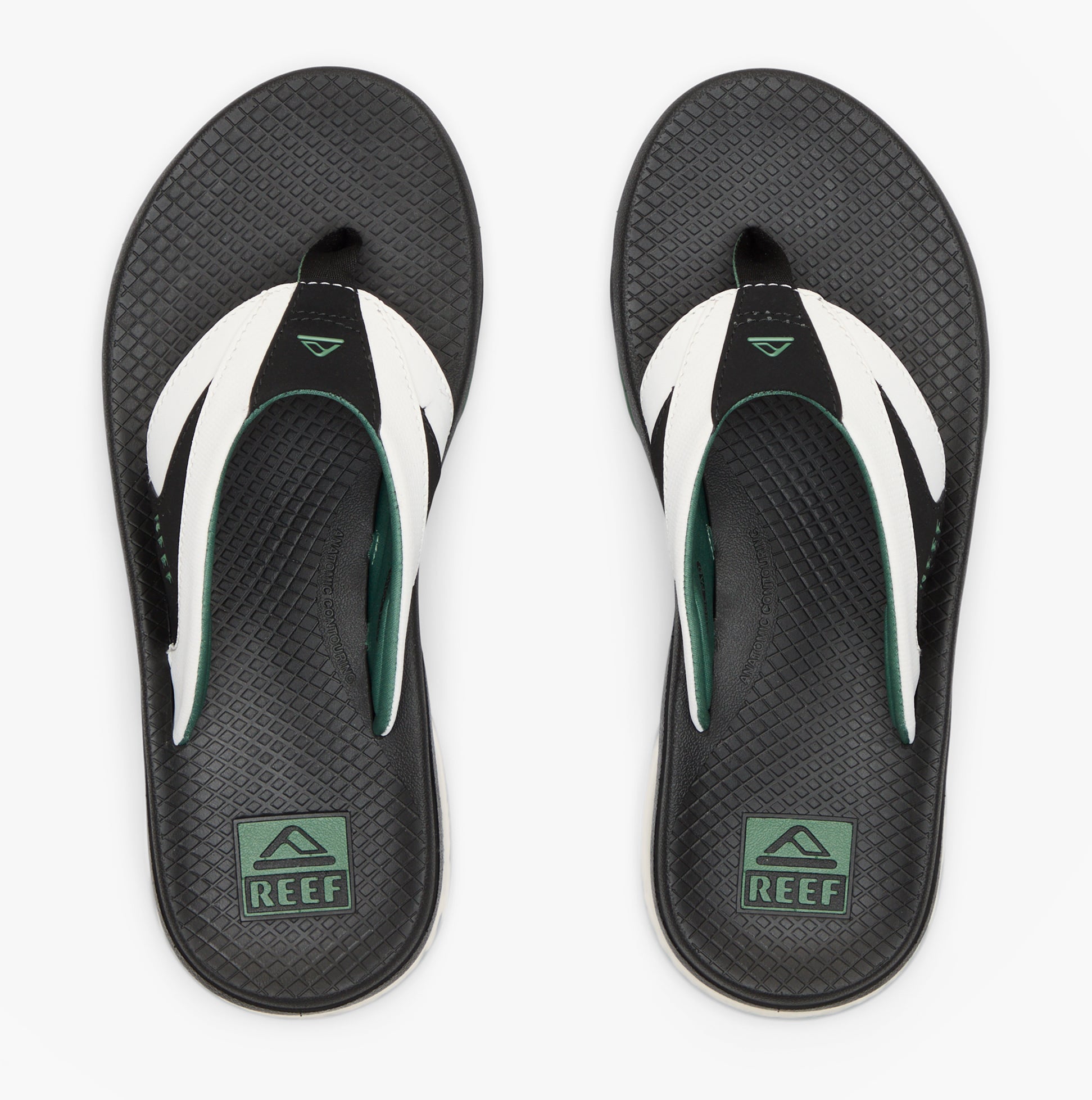 Reef FANNING Mens Toe-Post Sandals White/Black/Green