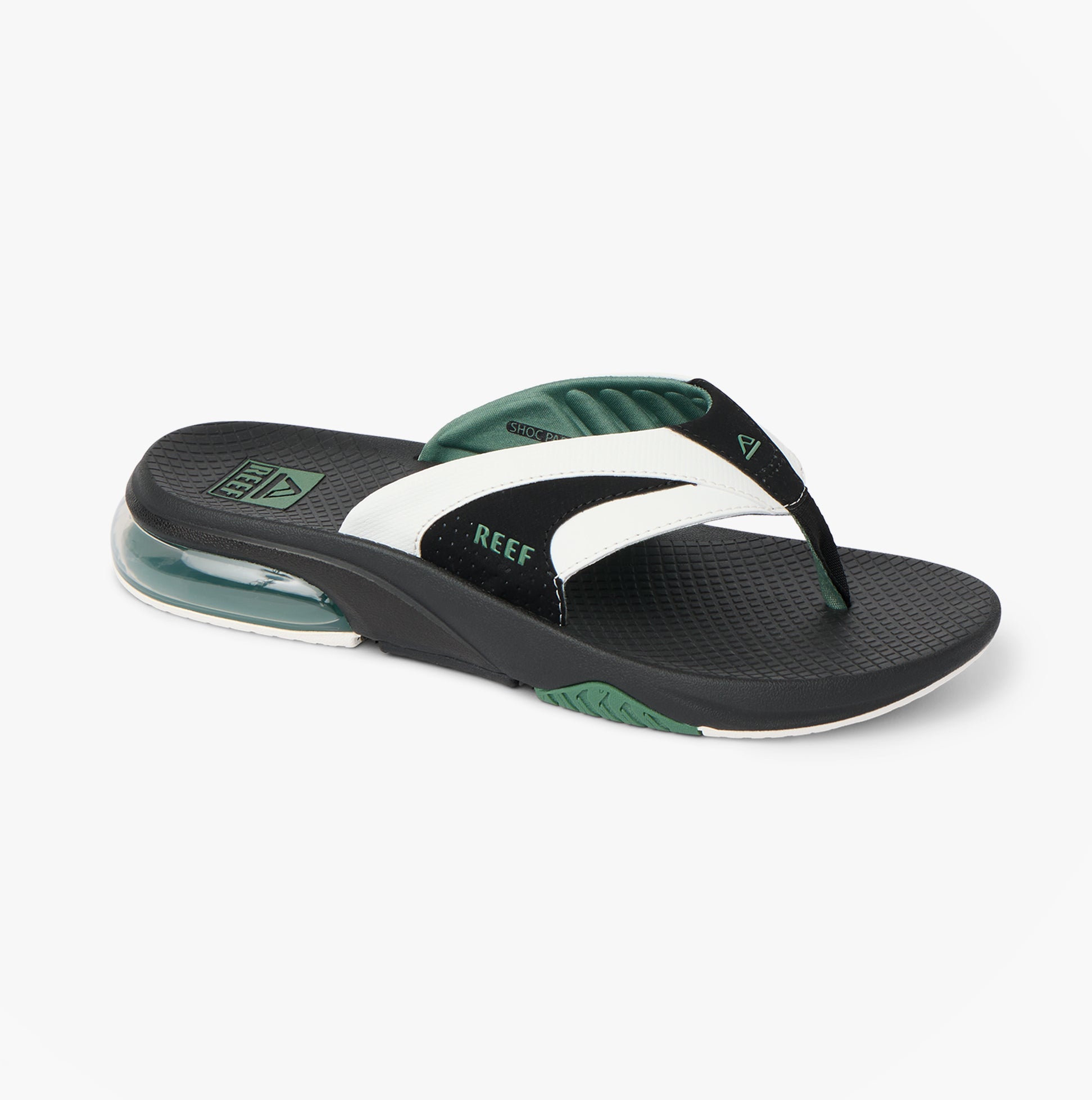 Reef FANNING Mens Toe-Post Sandals White/Black/Green