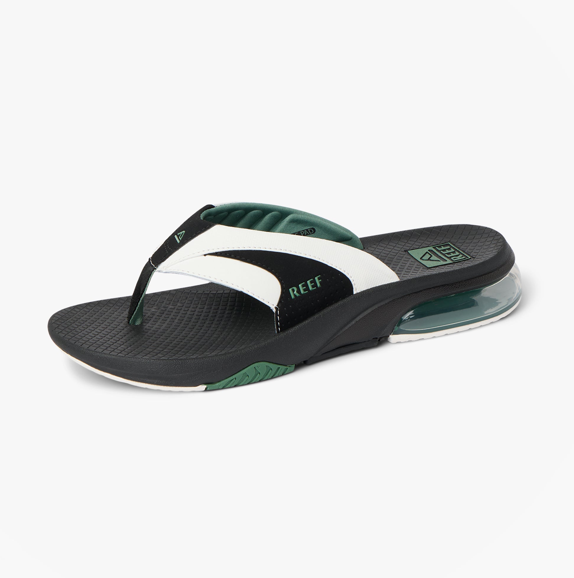 Reef FANNING Mens Toe-Post Sandals White/Black/Green