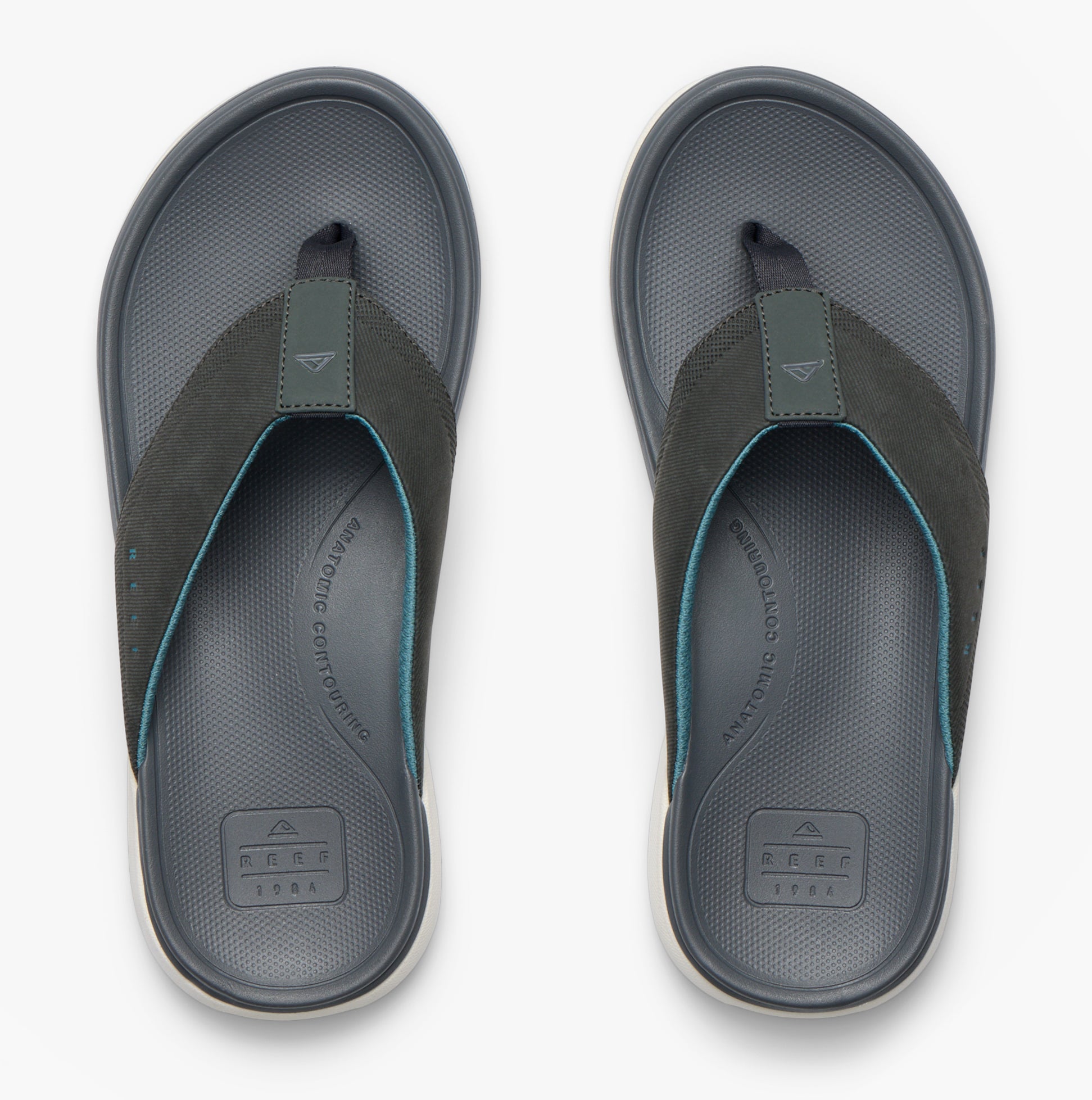 Reef CUSHION NORTE Mens Toe-Post Sandals Grey/Blue/Offwhite