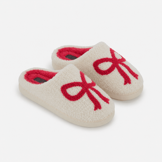 Jo & Joe BOW Womens Mule Slippers Cream