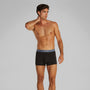 Calvin Klein RELAXED DART TRUNK 3 Mens Multicoloured side view of model wearing trunks with CK signature waistband