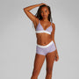 Calvin Klein COTTON MODAL RIB Hipster Panty Womens Shorts Lilac Quartz front view model wearing set