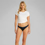 Calvin Klein ICON LOGO 5 Pack Womens Thongs Multicoloured displayed in front view on model wearing a white t-shirt.