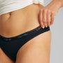 Calvin Klein ICON LOGO 5 Pack Womens Thongs Multicoloured side view showing the Calvin Klein logo elastic waistband and fit.