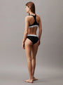 Calvin Klein MODERN COTTON Womens Bralette Black back view showcasing the racerback design and signature elastic underband.
