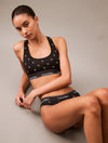 Calvin Klein MODERN COTTON Womens Unlined Bralette Black Diamond Logo Print
