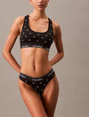 Calvin Klein MODERN COTTON Womens Thong Black Diamond Logo Print