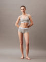 Calvin Klein MODERN COTTON High Waisted Boxers Womens Grey Heather front view model wearing matching set